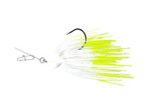 White Chartreuse Tip Gold bladed jig bass fishing lure for bass fishing by Weapons of Bass Destruction