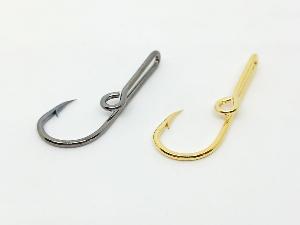 Fish Hook Hat Pin / Tie Clasp (Black & Gold)