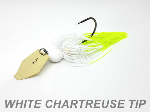 19 White Chartreuse Tip Bladed Jig